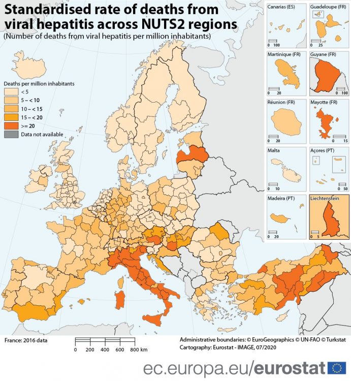 Hepatitis map (Eurostat)