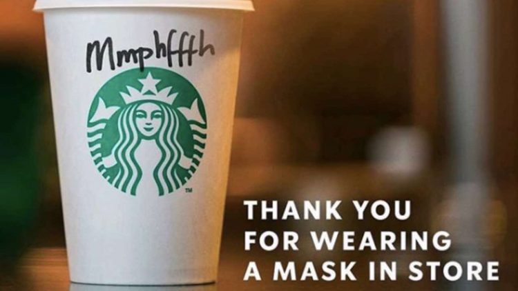 Starbucks marketing pubblicità divertente pro mascherina
