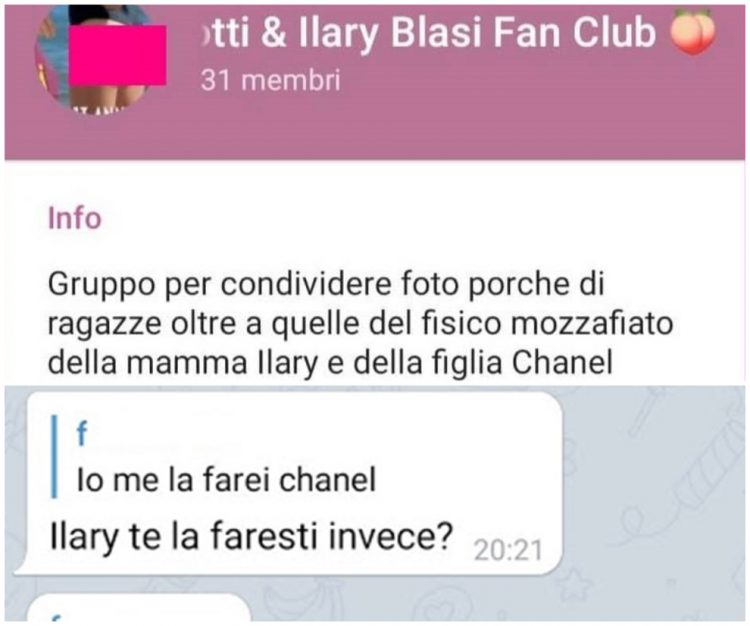 Chanel Totti chat Telegram orrore