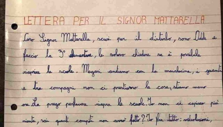 bambina scrive a Mattarella