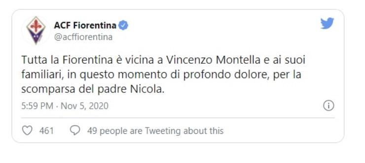 Vincenzo Montella lutto 