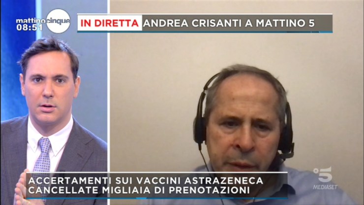 Mattino Cinque Andrea Crisanti AstraZeneca