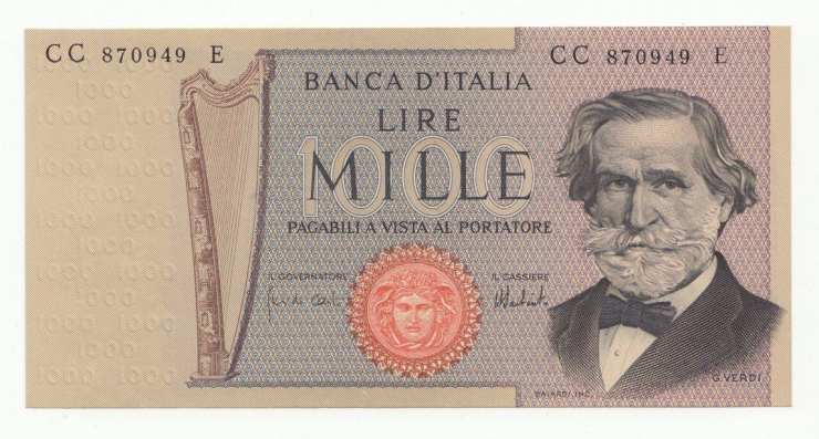 Mille lire Giuseppe Verdi