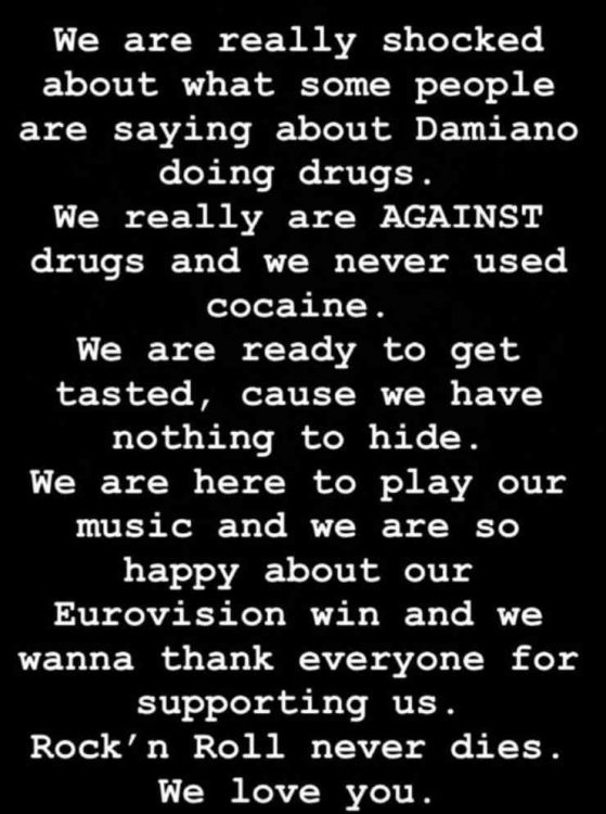Maneskin Eurovision 2021 droga accuse Damiano david