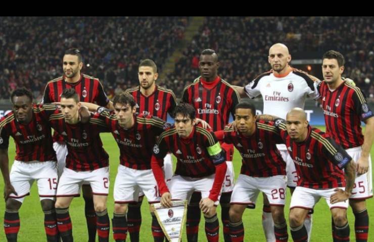 Champions League 2013-2014, La squadra del Milan in posa nel pre-match contro l'Atletico Madrid