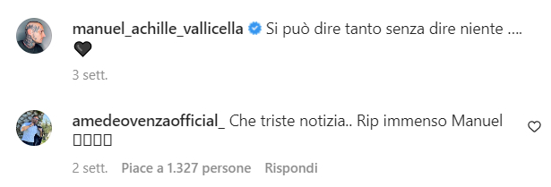 Manuel Vallicella ultimo post Instagram